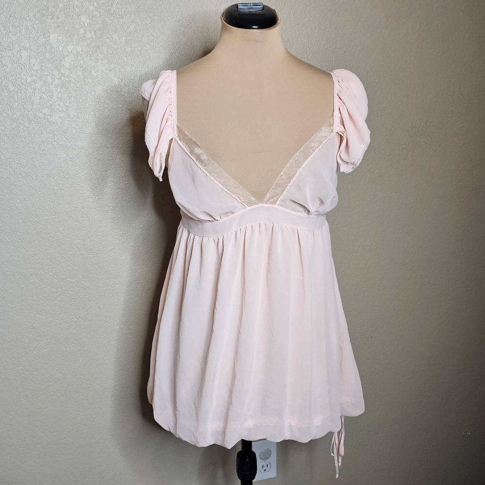 Victoria's Secret Sexy Little Things Pink Chiffon Bubble Babydoll Top Medium